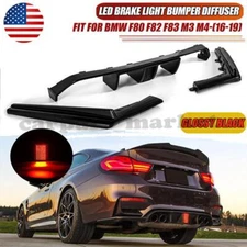 Gloss Black Style LED Rear Diffuser Lip  For 2015-2020 BMW F80 M3 F82 F83 M4 `