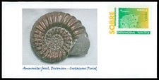 SPANIEN PRIVAT-GANZSACHE FOSSIL AMMONIT AMMONITE PRIVATE COVER RAR !! cg15