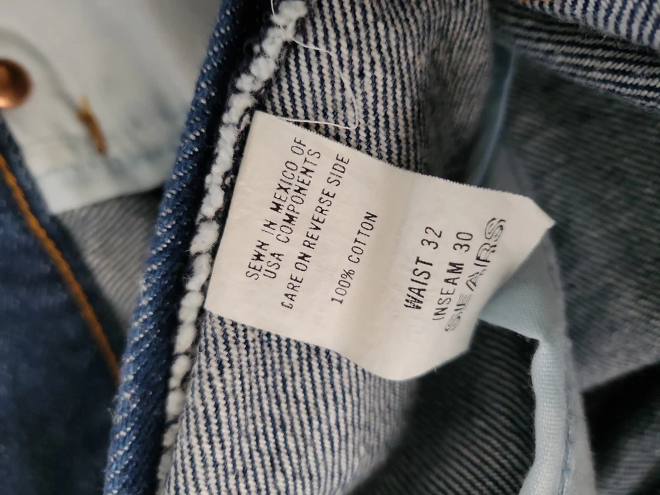 Pantalones de mezclilla cosidos naranja lavado oscuro genuinos Sears Roebucks 32 X 30 de colección para hombre Foto 4 de 4