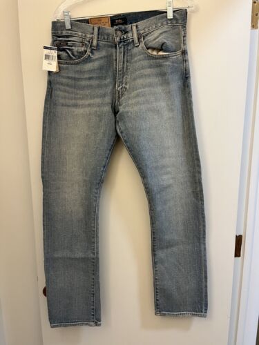 Polo Ralph Lauren Jeans Uomo 30x30 The Varick Slim Dritto Lavaggio Leggero Nuovo con etichette NUOVO