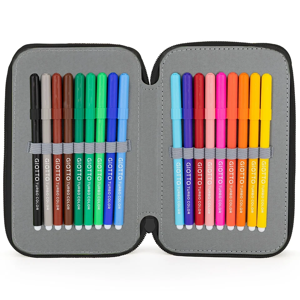 Pokemon Astuccio 3 scomparti riempito Bambini 45 pezzi, Scuola, 3 Zip, Pikachu - Immagine 4 di 4