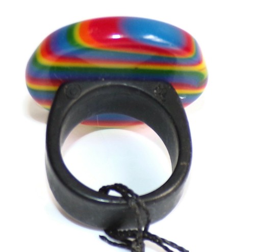 Sobral Pop Pride Retalhos LGBTQ Rainbow Flag Stripe Artist Made Ring Size 9.25 - Picture 6 of 7