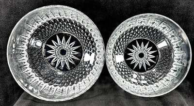 VTG 1970's 2 Large 9''&8'' Starburst Crystal ServingBowls ARCOROC FRANCE Gorgeous!