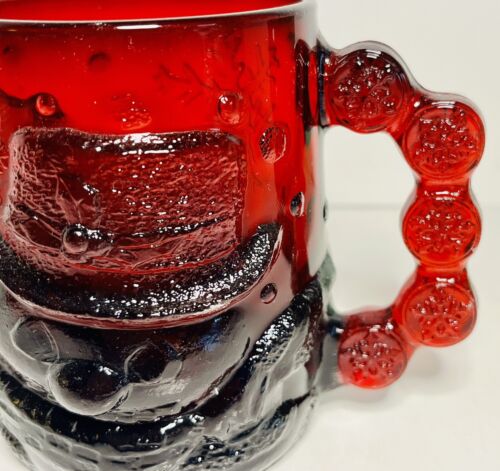 2 Vintage Arcoroc Glas Becher grüner Weihnachtsmann & roter Schneemann 12 Unzen Frankreich mit Etikett - Bild 3 von 6