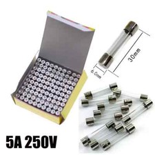 100 Pcs Fast-Blow Fuse 5A 250V Glass Fuses 6 x 30 mm 5 amp  US Ship