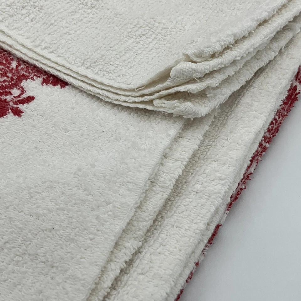 Toalha de praia floral - Feita nos EUA - Pano de banho vintage vermelho flor - 48 x 50 pol - Imagem 3 de 4