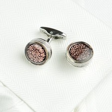 Fleur-De-Lis Italian Style Cuff Links Men's Formal Fashion Rose Gold Color Face