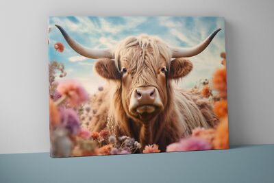 Highland Cow Wall Art - Extra Large Wall - Cow Canvas - Highland Cattle V79