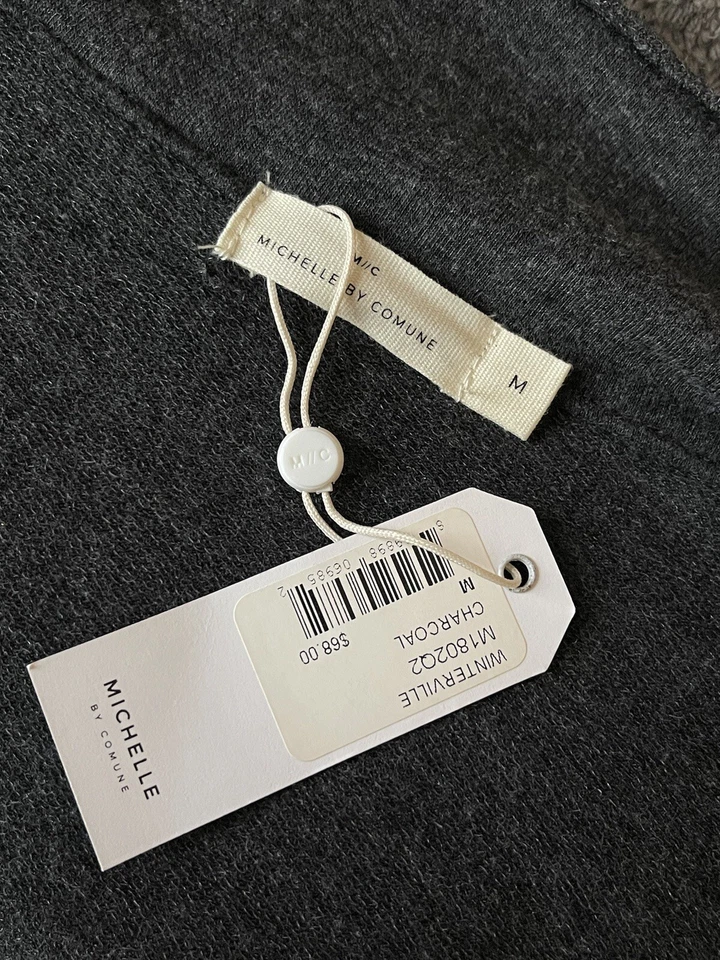 Cárdigan Plumero Michelle Comune Talla M Jersey Abierto Gris Calidad Bolsillos Largos Nuevo con Etiquetas Foto 3 de 4