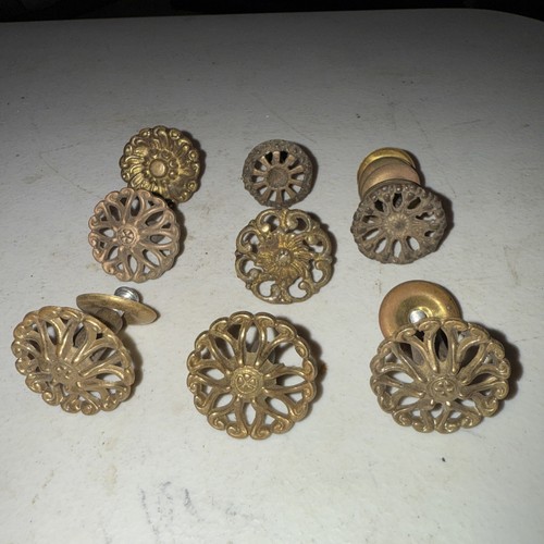 Lot of Ornate Antique Vintage Brass & Metal Drawer Pulls And Hardware (8 pcs)