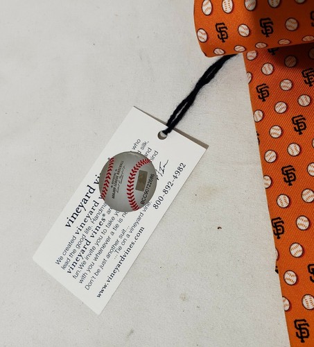 RARE Vineyard Vines Custom Collection Orange SF Giants Baseball MLB Men Necktie - Picture 9 of 9