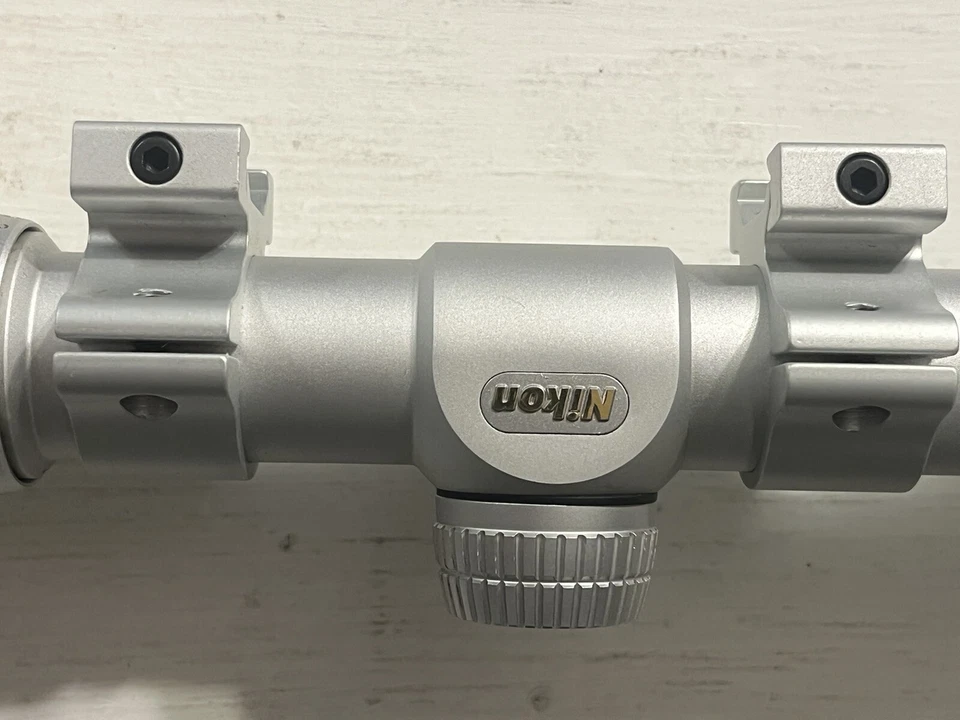 Mira para rifle cargador de boca Omega Nikon 3-9x40 mm ~ plata acero inoxidable BDC + anillos Foto 3 de 4