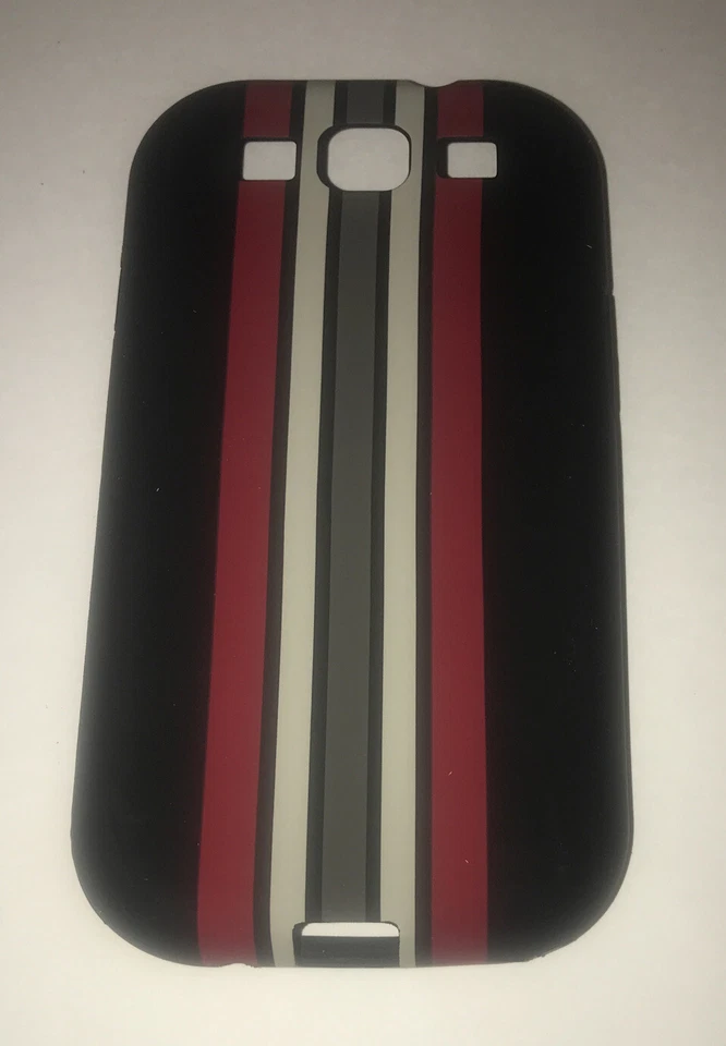 Funda de goma de silicona para teléfono celular Fossil Galaxy S3 tira roja/gris/negra. Foto 2 de 4