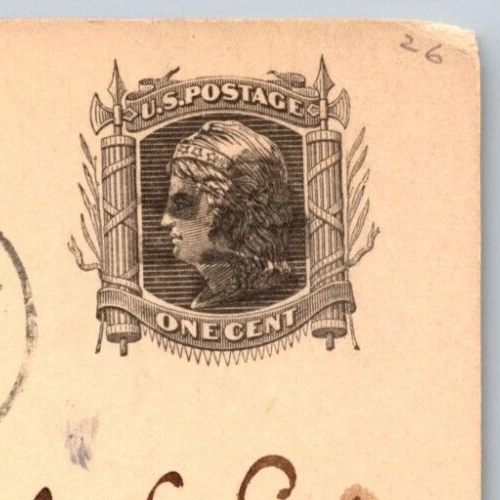 1875 UX5 Liberty 1c Postal Card Communication DES MOINES IA Fancy Cork Cancel - Image 2 of 3