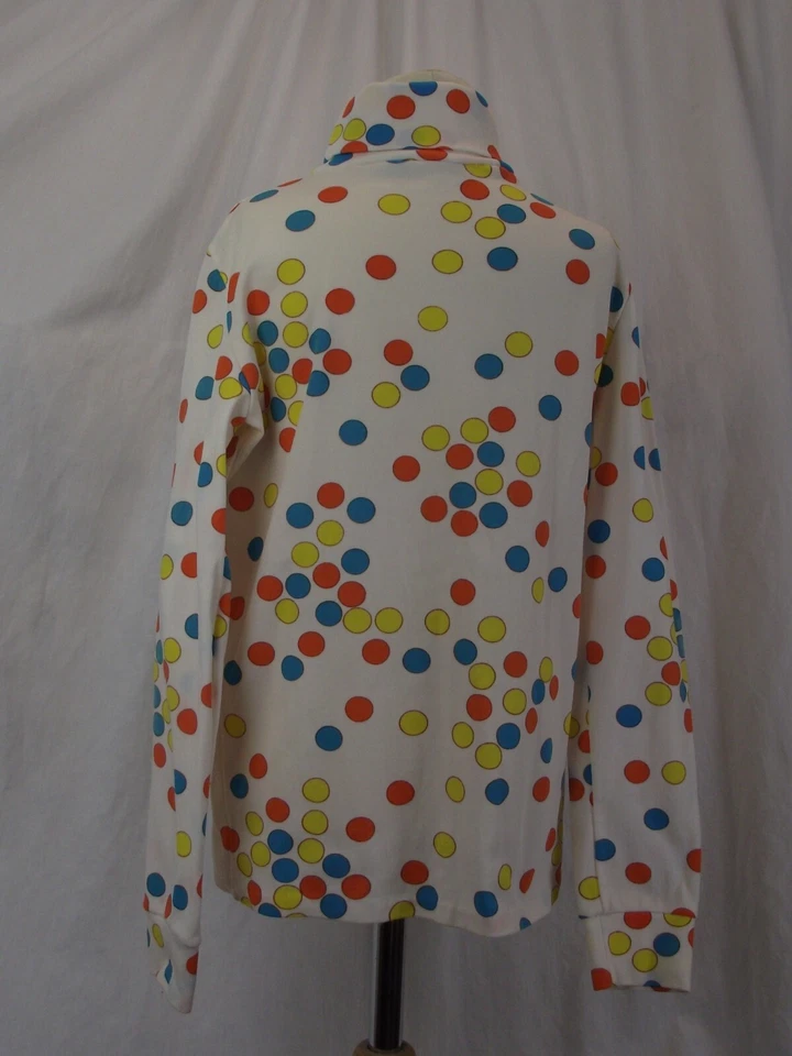 Sous pull polyamide blanc à pois bleus, jaunes et orange (10-12 ans) - Photo 2/2