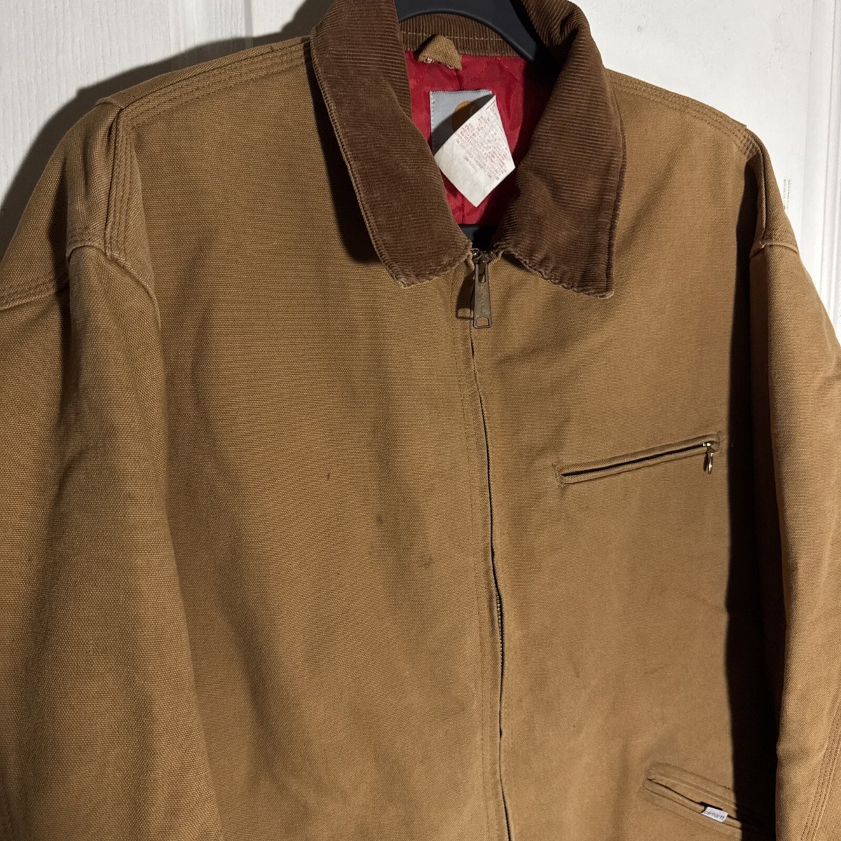 Vintage Carhartt Detroit Jacket 6QLJT, 50 Tall Red Quilt