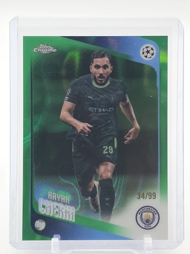RAYAN CHERKI 2025-26 TOPPS CHROME UCL GREEN LAVA REFRACTOR /99 #1 MAN Q6785