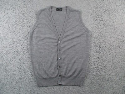 John Smedley Sweater Vest Mens Medium Gray Button Merino Wool