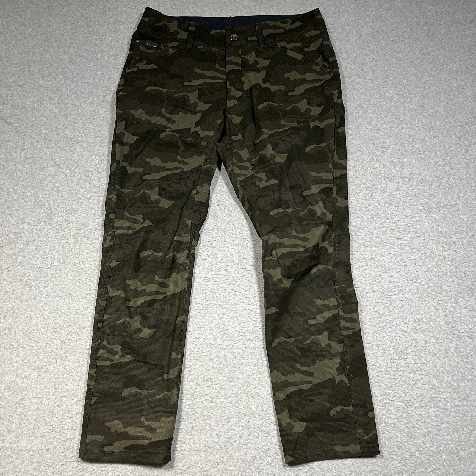 Kuhl Pants Mens 34x30 Green Silencr Rogue Camouflage Nylon Hiking Flat Front