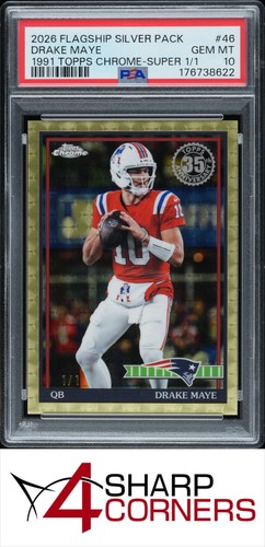 2026 TOPPS FLAGSHIP SILVER PACK '91 CHROME SUPER 1/1 #46 DRAKE MAYE POP 1 PSA 10