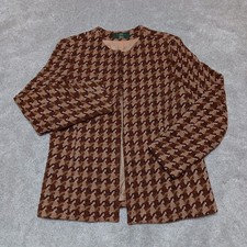 Vintage ORVIS Cardigan Sweater Womens 16 Wool Blend Herringbone Made in USA