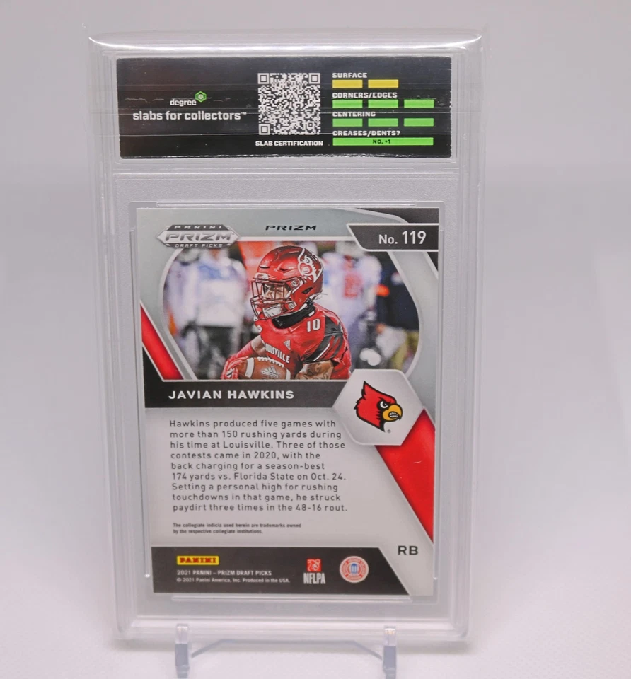 2021 Panini Draft Picks Silver Prizm RC Javian Hawkins #119 Degree 9 - Image 2 of 2