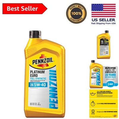 5W-40 Platinum Euro Full Synthetic Motor Oil - 1 Quart for Ultimate Protection