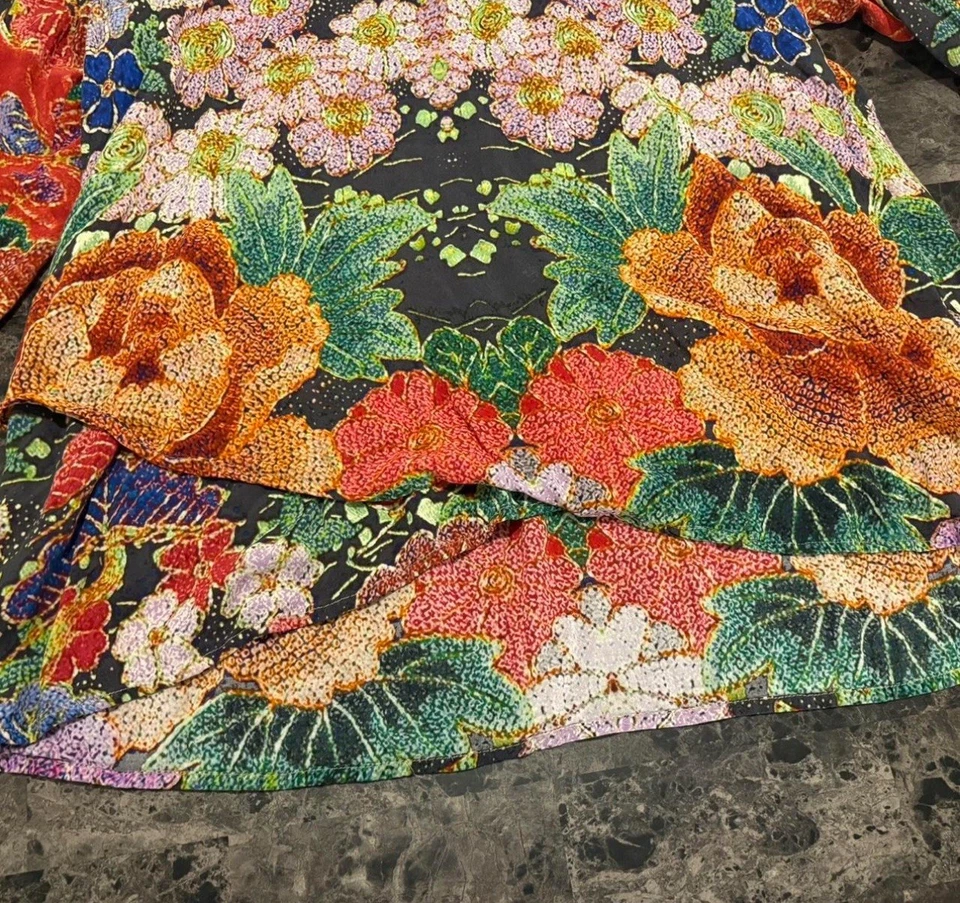 Blusa Floral Johnny Was Dralion M Boho Bordada Túnica Top Multicolor Foto 3 de 4