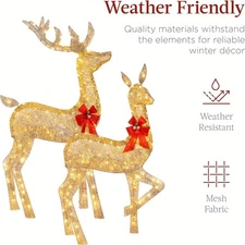 Golden Christmas Reindeer Set - 3-Piece Holiday Decoration