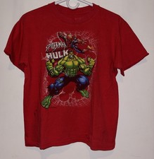 Vintage Y2K Spider-Man Hulk Marvel T Shirt Youth Size