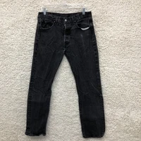 Levis 501 Jeans 32x30 (Fits 32x32) Mens Black Denim Original Straight Dark Wash
