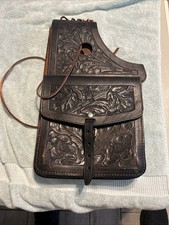 Genuine Leather Tooling Carving Horse Saddle Bag.