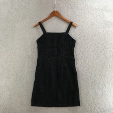 Banana Republic Mini Dress Womens 10 Eyelet Sleeveless Casual Back Zipper Black