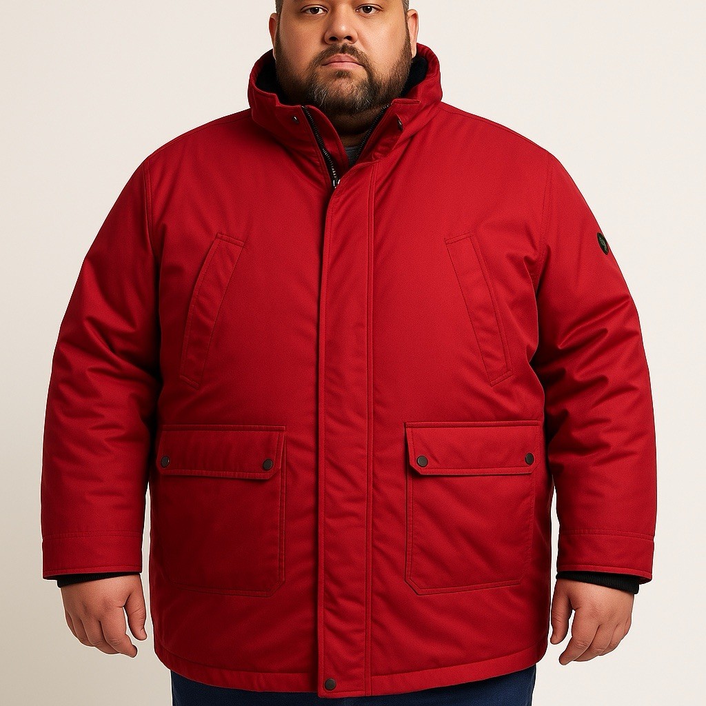Andrew Marc Men’s Red Insulated Parka Jacket Detachable Hood Winter Coat 2XL