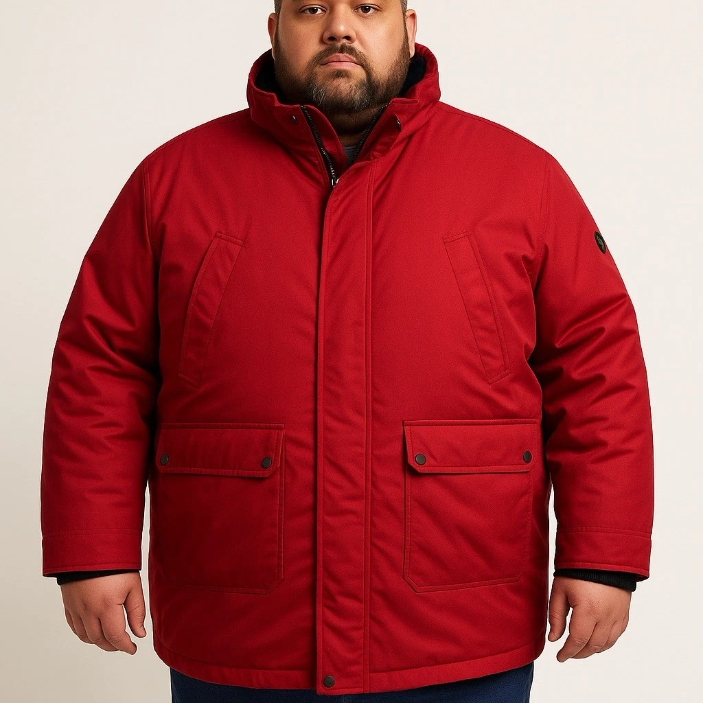 Andrew Marc Men’s Red Insulated Parka Jacket Detachable Hood Winter Coat 2XL