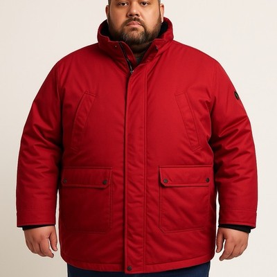Andrew Marc Men s Red Insulated Parka Jacket Detachable Hood Winter Coat 2XL