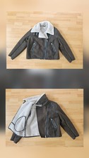 H&M Piloten Biker Jacke Lammfell Imitat Kunstleder Felljacke Gr 42/44 XL