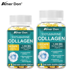 Marine Capsules de collagène 1300mg Acide hyaluronique, vitamine C, supplément de santé de la peau
