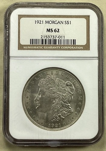 1921 Morgan Dollar $1 NGC MS62. Free Shipping (3011)