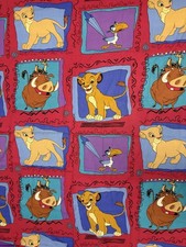 VTG Lion King 1990s Full Flat Sheet Disney Simba Pumbaa Zazu 92”x80” Vibrant Euc
