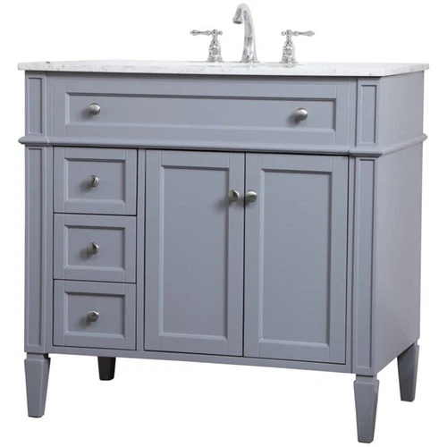 Elegant Decor Williams 36" Single Marble Top Bathroom Vanity in Gray - Picture 4 of 16