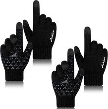 Winter Gloves for Men Women, 2 Pairs Touch Screen Texting Warm Running Gloves Th