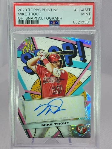 2023 Topps Pristine - Mike Trout “Oh, Snap!” On Card Auto #OSA-MT PSA 9