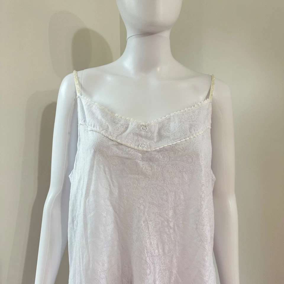 Vestido de Noche Eileen West Talla L Blanco Cachemira Algodón Correa Espagueti Delicado Femenino Foto 2 de 4