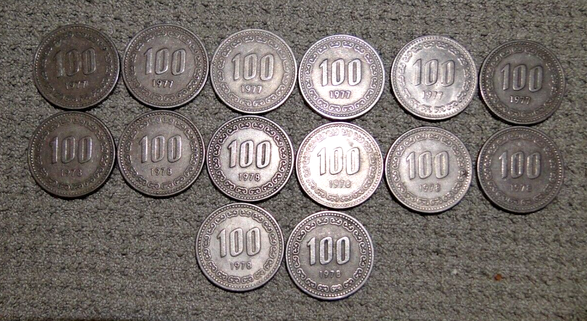 韓国 旧100won 1977年 100 won 1977, South Korea - uCoin.net