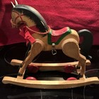 VTG Rare 60-70s Handcrafted Solid Painted Wood Rocking Horse Pull Toy 11”x12” — photo 2