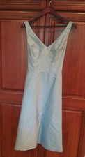 NWT $188 Ann Taylor 6 Sky Blue Dupioni Silk A-Line Sleeveless Tie Waist Dress