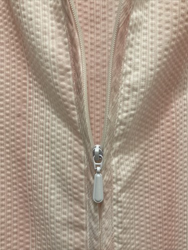 Nice Pretty in Pink National House Dress/Coat/Mumu SZ PM Zip Front Short Sleeves - Picture 7 of 12
