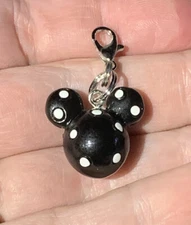 Black Polka Dotted Mickey Mouse Charm Zipper Pull & Keychain Add On Clip!!!