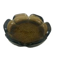  Glass Pebble Bottom Brown Glass MCM Ashtray 5"